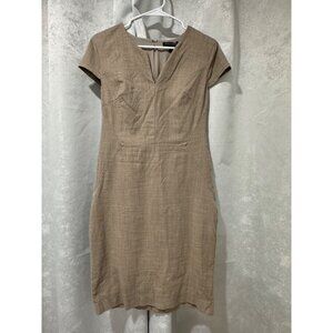 Banana Republic Womens Size 6 Beige Short Sleeve Sheath Dress Cotton Blend